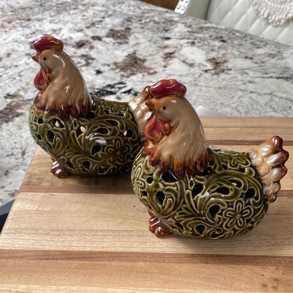 Ceramic Rooster Figurines - Picture 2 of 4
